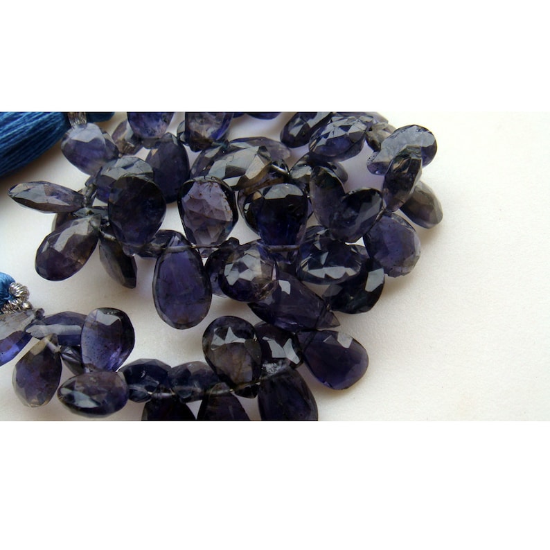 Iolite 14x11mm 4 inches 12x9mm Iolite Faceted Pear Shaped Drop Briolettes