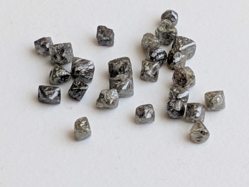 Diamante en bruto gris oscuro de 2,5-3 mm, diamante natural en bruto, diamante sin tallar, 5 piezas de diamante suelto para joyería - PPD319 imagen 2