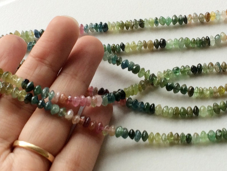 Multi Tourmaline Necklace 4.5mm Beads Tourmaline 8 Inch Strand Multi Tourmaline Rondelle Beads Green Tourmaline