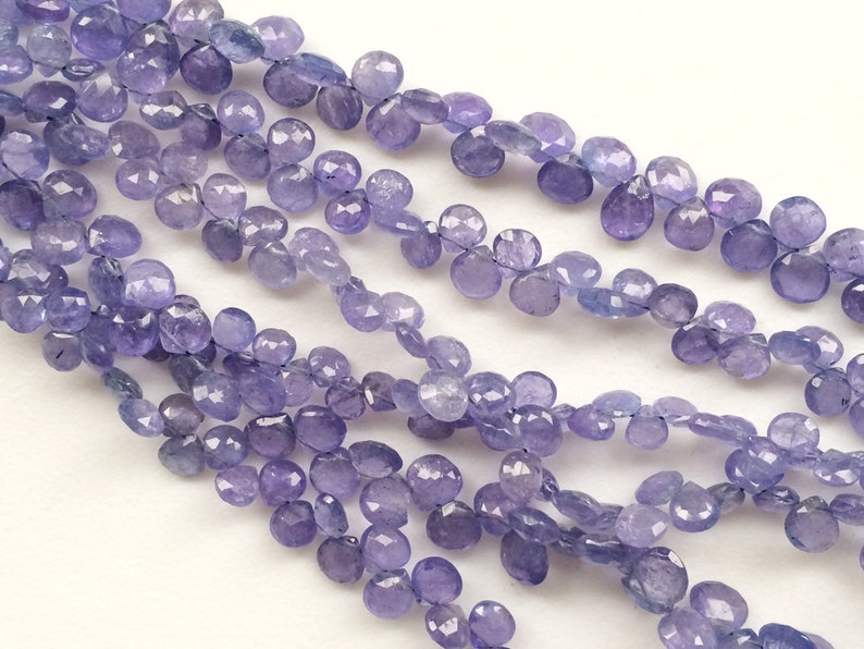 28 Pcs Tanzanite Beads Tanzanite Necklace Natural Tanzanite Faceted Heart Beads 4 Inch AGA87 5-6mm