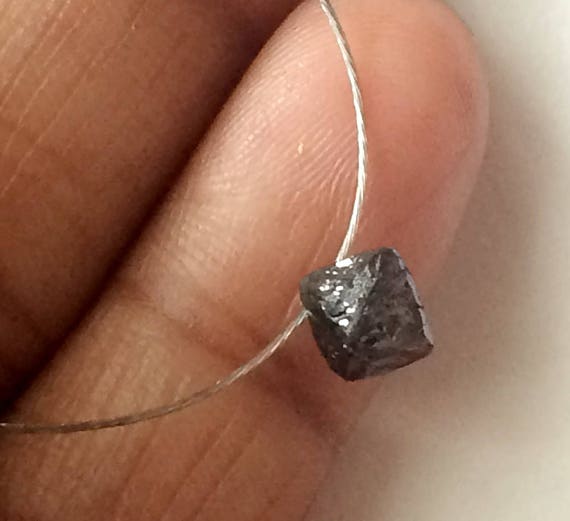 6-6.5mm Black Raw Diamond Octahedron Drilled, Natural