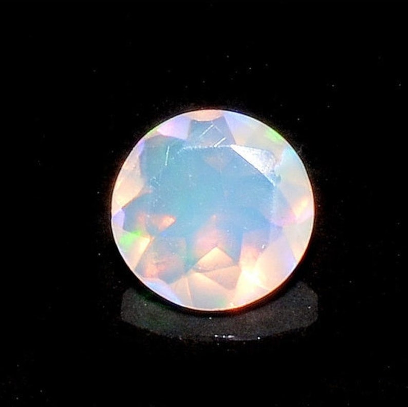 8mm Huge Ethiopian Opal, Round Faceted Opal, Fancy Cut Stone For Ring, Faceted Cabochon, Fire Opal, Opal For Jewelry, 1.1cts Approx, EO1 image 1