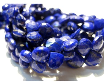 7-8mm Blue Lapis Lazuli Faceted Heart Beads, Lapis Lazuli Heart Shaped Beads, Lapis Lazuli Briolettes For Jewelry (4IN To 8IN Options)