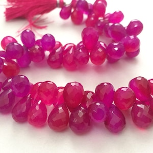 7x12mm Approx., Pink Chalcedony Faceted Teardrop Beads, Shaded Two Tone Pink Chalcedony Drops For Necklace, 15 Pieces - BAP191