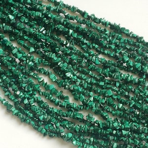 4-6mm Malachite Chips, Malachite Beads, Natural Malachite Chips, Malachite For Necklace, 32 Inch (1Strand To 5Strands Options) - RAMA55