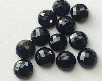 5mm Black Onyx Round Rose Cut Cabochon, Black Onyx Flat Back Cabochon, Black Onyx Gemstones, Black Onyx For Jewelry (5Pcs To 20Pcs Options)