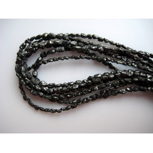 2-3mm Rough Diamond Rough Tumble Beads, Raw Diamonds, Conflict Free Diamond, Smooth Black Diamond Tumble Beads For Jewelry (4IN To 16IN)