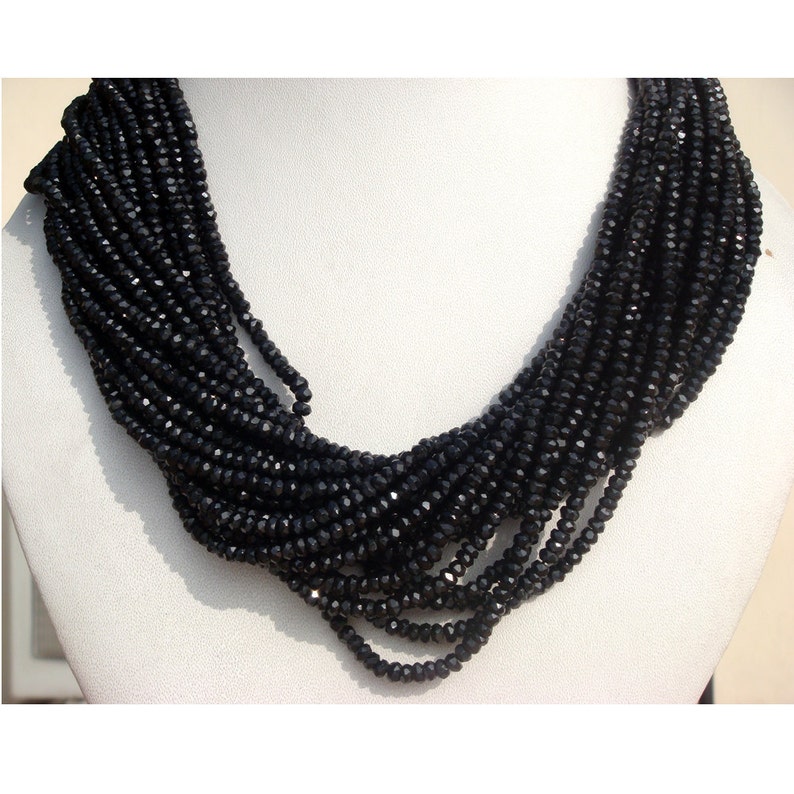 3mm 14 Inch Strand Black Spinel 3mm Micro Faceted Rondelles