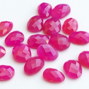 15-20mm Pink Chalcedony Rose Cut Cabochons, Dark Pink Flat Back Cabochon, Pink Rose Cut Faceted Gemstone For Jewelry (5Pcs To 10Pcs Options)