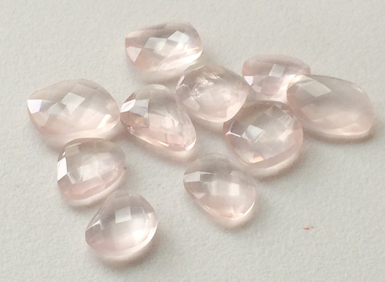Rose Quartz Rose Cut Faceted Rose Cut Gemstones 12mm To 14mm 10 Pieces Rose Quartz