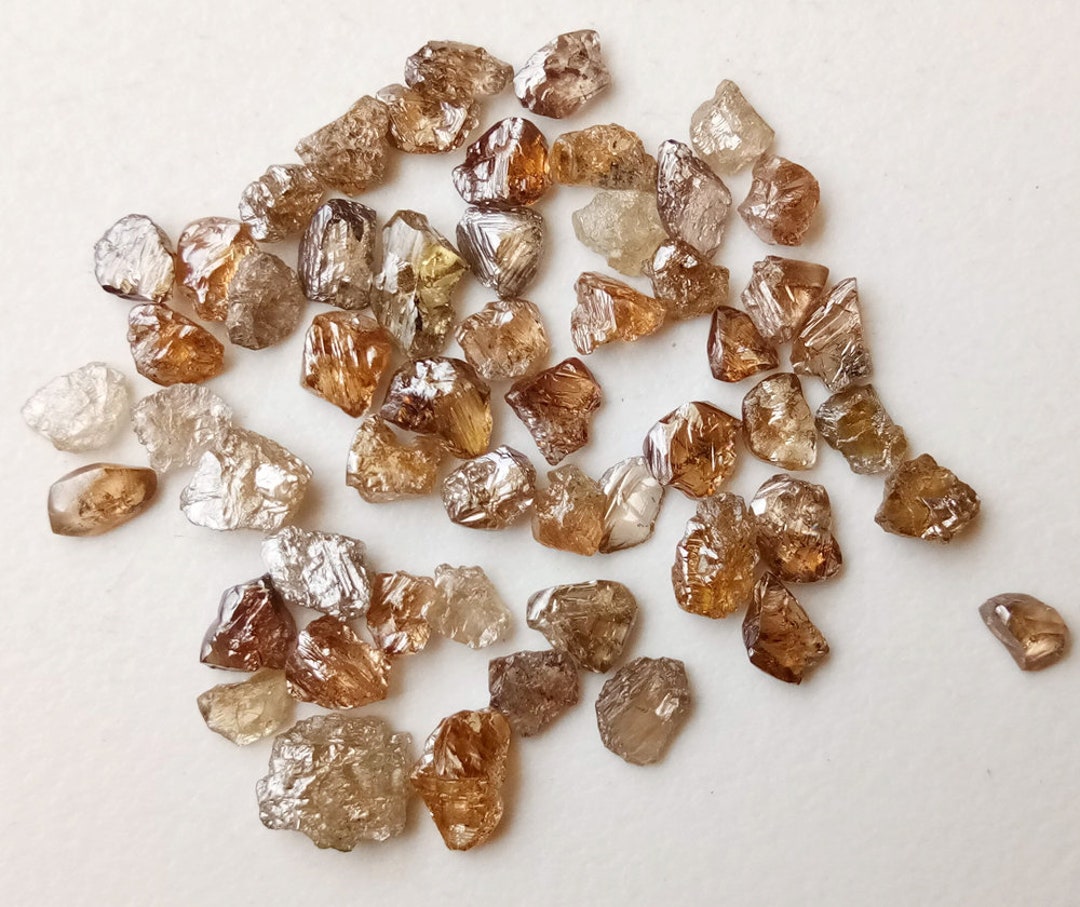 3-5mm Clear Champagne Brown Rough Diamond Slice, Raw Flat
