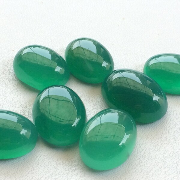 Cabochons à dos plat ovale uni en onyx vert taille 18,5 x 14,5 mm - 21 x 15 mm 3 pièces cabochons en onyx vert pour bague - NNG50