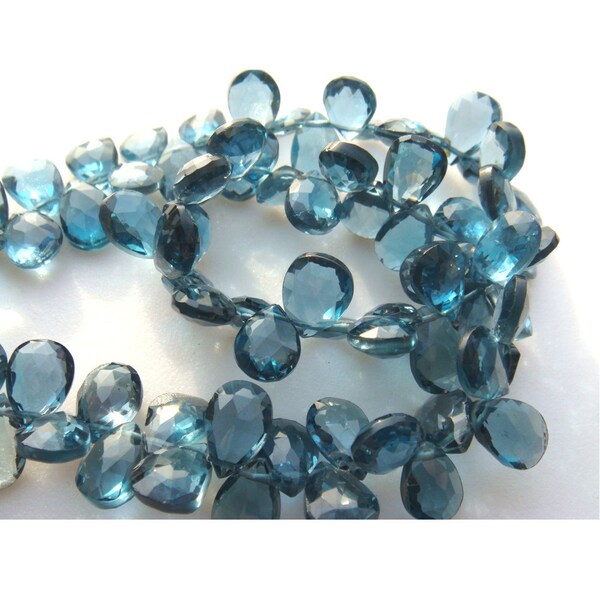6x8mm London Blue Topaz Faceted Pear Shaped Briolettes, Blue Topaz Faceted Pear, London Blue Topaz For Jewelry (12Pcs To 48Pcs Options)