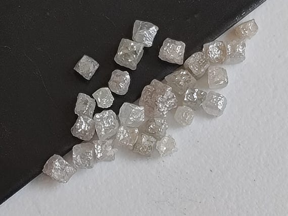 3-4mm White Rough Diamond Cube, Natural Pure White Diamonds, Loose
