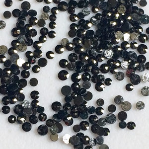 Black Diamonds, 1.5-2mm MELEE DIAMONDS, Round Rose Cut Flat Back Cabochon Faceted Black Diamond For Jewelry (5Pc To 10Pc)-DSA1