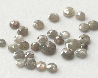 Light Gray Rose Cut Natural Diamond Loose, 3.5-4mm Calibrated Light Grey Rose Cut Diamond, Melee Diamond For Jewelry (2Pcs-4Pcs) - VICPA5064