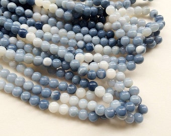 8-9mm Blue Opal Plain Rondelle Beads, Blue Opal Smooth Round Balls, Blue Opal Round Beads For Jewelry (4IN To 8IN Options) - AGA10