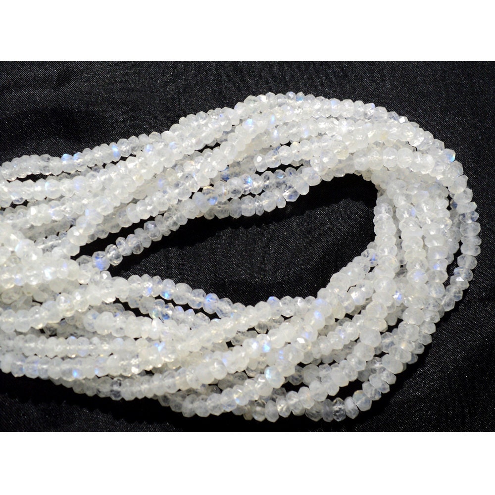 3.5 -4 mm レインボームーンストーンファセットロンデルビーズ