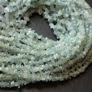 4-6mm Aquamarine Chips, Aquamarine  Beads, Natural Aquamarine Chip Beads, Aquamarine Necklace, 32 Inch (1Strand To 5 Strand Options)