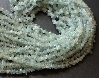 4-6mm Aquamarine Chips, Aquamarine  Beads, Natural Aquamarine Chip Beads, Aquamarine Necklace, 32 Inch (1Strand To 5 Strand Options)