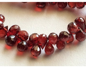 4x6mm Garnet Faceted Tear Drop Beads, Red Garnet Briolette Beads, Garnet Beads For Jewelry, Garnet Gemstone (4IN To 8IN Options) - PG55