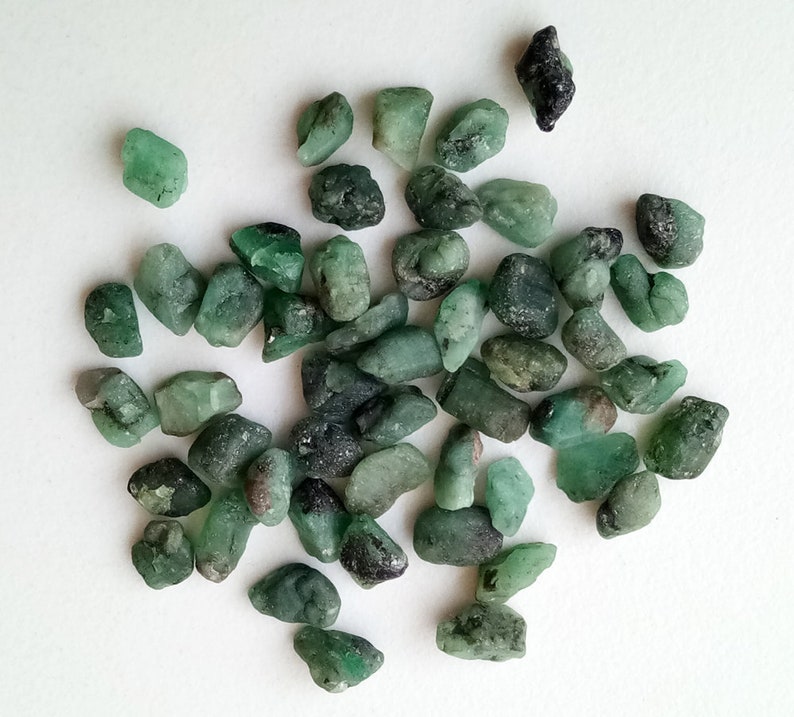 7-8mm Emerald Rough, Green Emerald Rough Stones, Rough Emerald Gemstones, Raw Emerald, Loose Raw Emerald 25Pcs T0 50Pcs Options PDG265 image 4