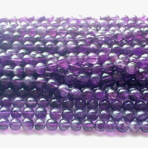 7-7.5mm Amethyst Round Plain Beads, African Amethyst Gemstone Beads, 13 Inch Purple Amethyst Bead Strand For Jewelry (1Strand To 5Strands)