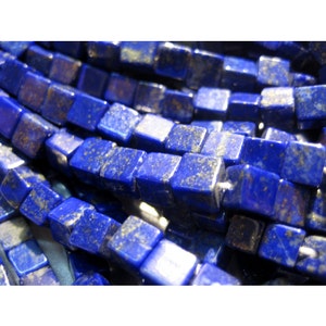 5mm Lapis Lazuli Plain Box Beads, Natural Lapis Lazuli Cube Beads, Lapis Lazuli Square Box Beads for Jewelry (8IN To 16IN Options) - LLCB