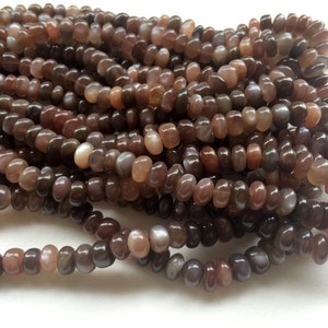7-8mm Chocolate Moonstone Smooth Beads, Chocolate Moonstone Plain Rondelle Beads, Moonstone For Jewelry (4IN To 8IN Options) - AGA7