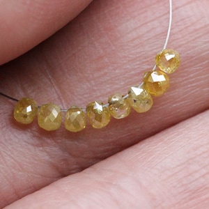 2.3x2.1mm-2.5x2.2mm Yellow Diamond Drops, Natural Yellow Diamond Briolette Faceted Tear Drop Beads (1 Pc To 2 Pcs Options) - PDD231