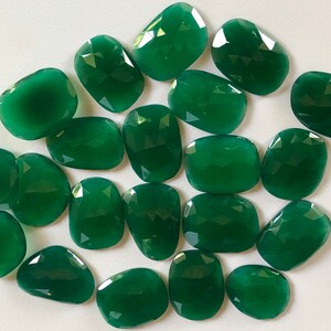 28-30mm Green Onyx Rose Cut Cabochons,  Natural Green Onyx Rose Cut Flat Back Cabochons, Loose Green Onyx in Jewelry (5Pcs To 20Pcs Options)
