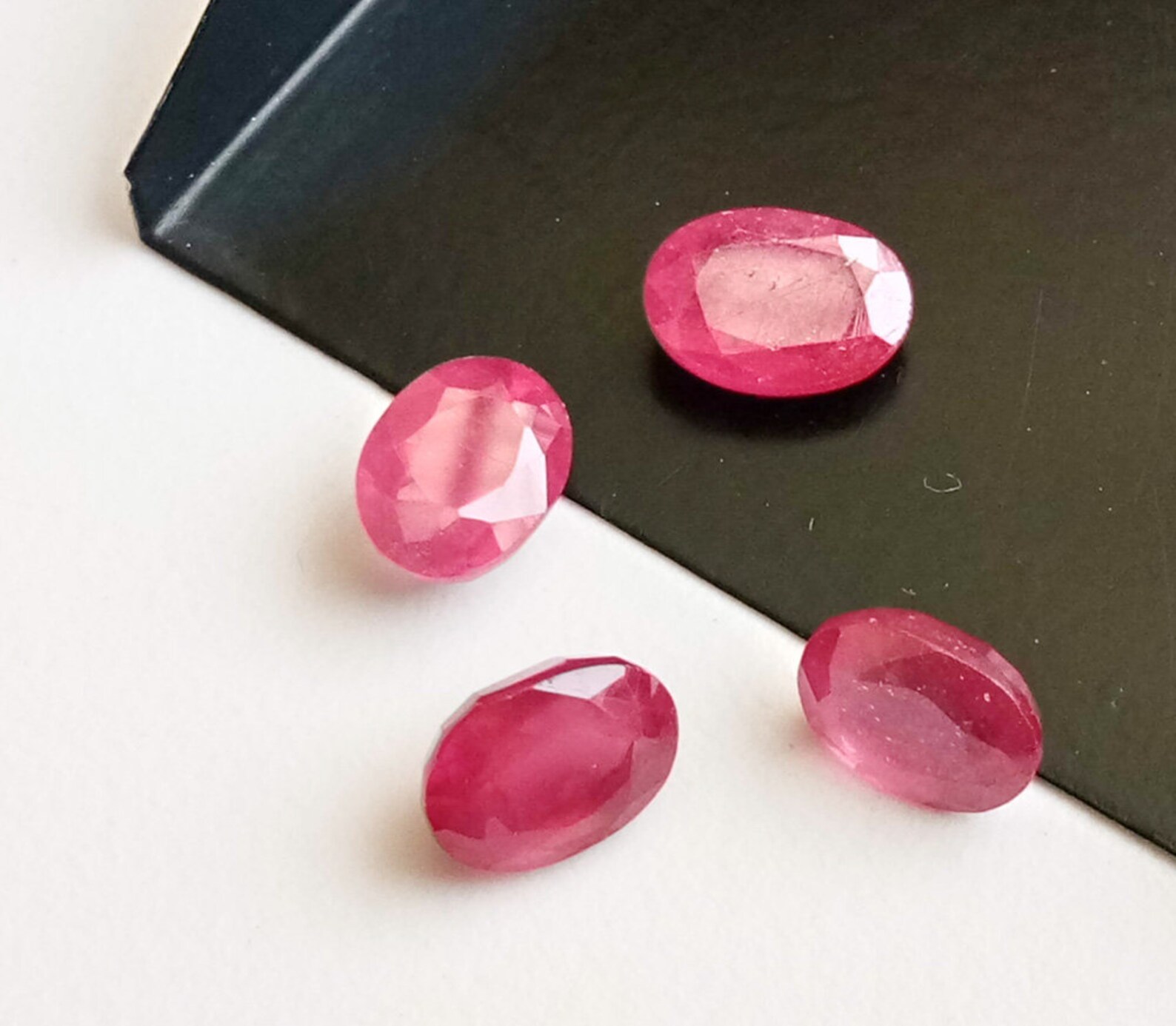 7.9x10.5mm - 8.6x11.6mm Ruby Glass Filled Oval Cut Cabochons, Oval ...