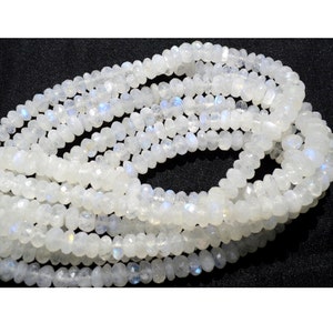 8mm Rainbow Moonstone Faceted Beads, Natural Rainbow Moonstone Faceted Rondelle Beads, Moonstone For Jewelry (4IN To 8IN Option)