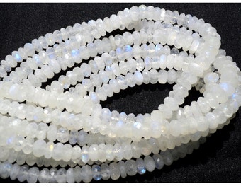 8mm Rainbow Moonstone Faceted Beads, Natural Rainbow Moonstone Faceted Rondelle Beads, Moonstone For Jewelry (4IN To 8IN Option)