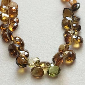 5-5.5mm Petro Tourmaline Faceted Heart Beads, Green And Orange Tourmaline Beads, Petro Tourmaline For Jewelry (3.5IN To 7IN Options) - A2J3