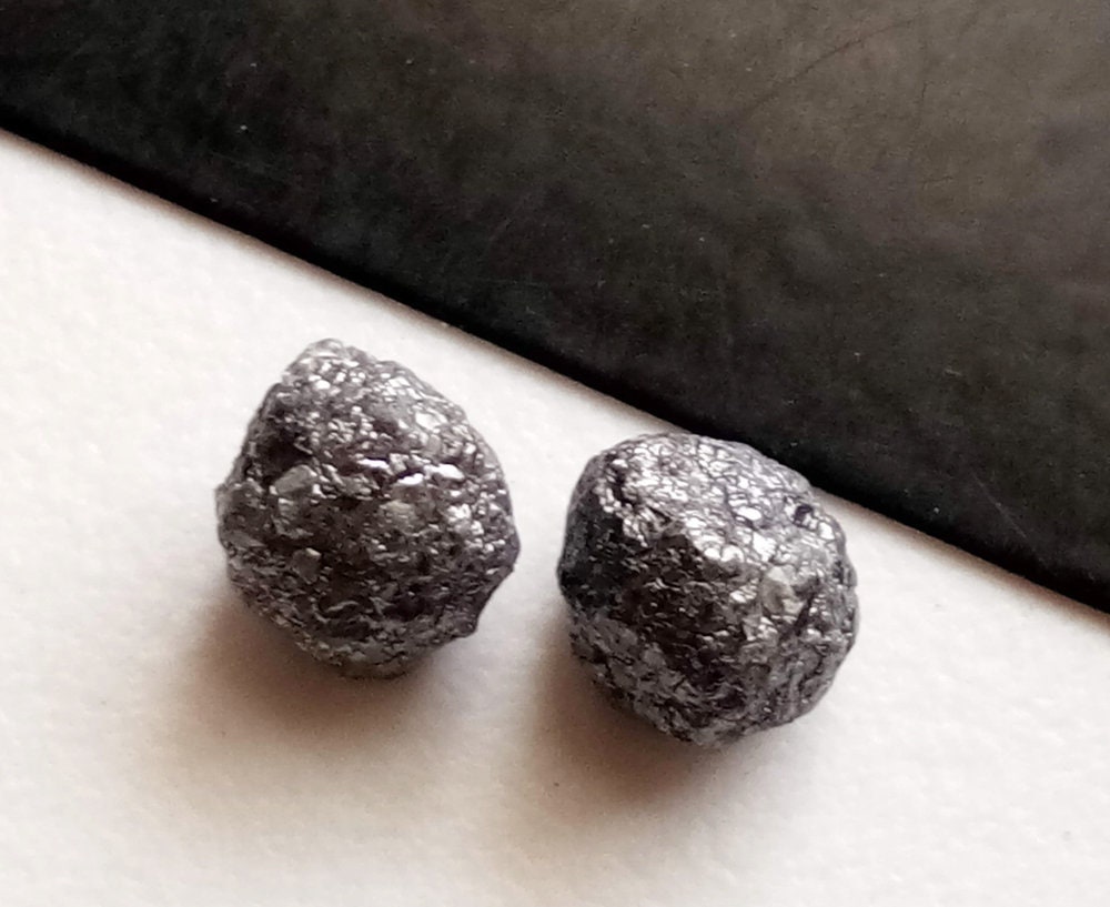 7.5mm Raw Black Diamond Pair Natural Round Black Diamond Etsy