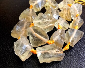 16-23mm Raw Lemon Quartz Stones, Huge Natural Lemon Loose Rough Gemstone, Lemon Quartz Rough Nugget Beads (4Pcs To 8 Pcs Options) - PUSNT7