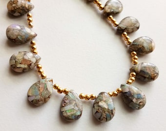 8x12mm Mojave Opal Copper Turquoise Plain Pear Beads, Opal Copper Turquoise Fancy Pear Beads, Natural Opal For Necklace (4IN To 8IN Options)