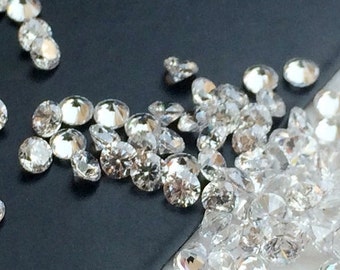 Zircon cubique 2 mm, zircone rond en vrac, zircone à facettes, diamants CZ transparents scintillants, Zircon taille brillant, Zirconium transparent (options de 100 à 1000 pièces)