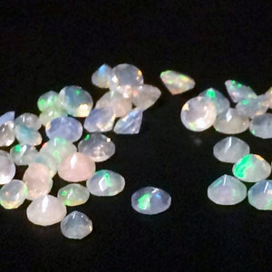 4-5mm Ethiopian Opal Faceted Round Cut Stone, 5 Pcs Fire Opal Faceted Stones, Ethiopian Welo Opal For Jewelry, Fire Opal Cut Stones - KS103