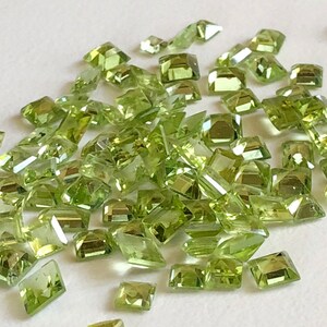 4-6mm Peridot Mix Cut Stones, Peridot Princess And Emerald Cut Stones, 10 Pieces Peridot Pointe Back Stones, Peridot For Jewelry - ANG81