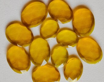 16-20mm Lemon Quartz Colored Hydro Rosecut, Hydro Quartz Rose Cut Cabochon For Jewelry, Lemon Colored Gem (5Pcs To 10Pcs Options)