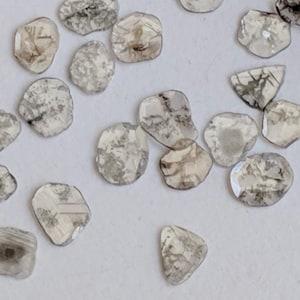 5-6mm Salt And Pepper Diamond Slice, Natural Faceted Salt & Pepper Loose Diamond Slice, 5Pcs Unique Fancy Diamond Faceted Polkis For Jewelry