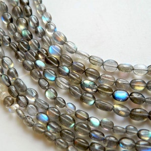 4-6mm Labradorite Plain Oval Beads, Blue Fire Gemstones, Flashy Blue Beads, Labradorite Oval Beads For Jewelry, 13 Inch Labradorite