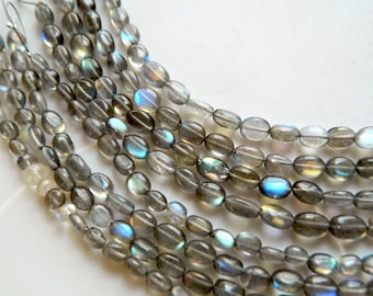 4-6mm Labradorite Plain Oval Beads, Blue Fire Gemstones, Flashy Blue Beads, Labradorite Oval Beads For Jewelry, 13 Inch Labradorite