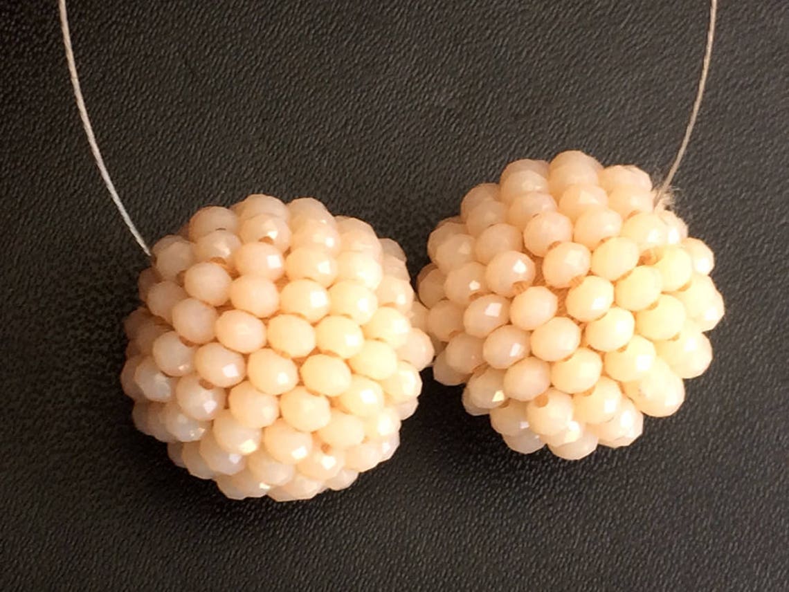 19mm Peach Glass Beads Round Balls 2 Pcs Matched Pair Etsy