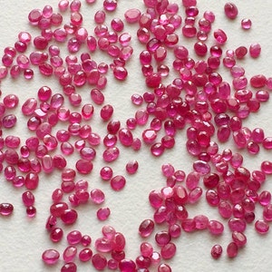 2x3mm - 3x4mm Ruby Oval Cut Stones, Natural Loose Ruby Gems, Tiny Faceted Ruby Oval Cut Stone, Ruby For Jewelry (1Ct To 10Cts Options)
