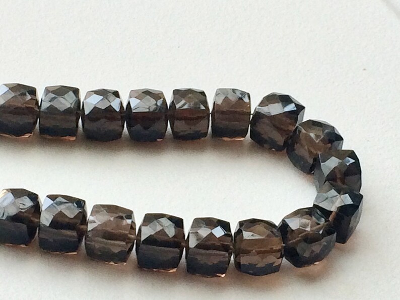 7.5mm Approx. Smoky Quartz Faceted Box Beads 8 Inch Smoky Necklace Smoky Quartz Cube Beads Smoky Quartz Beads 30 Pieces