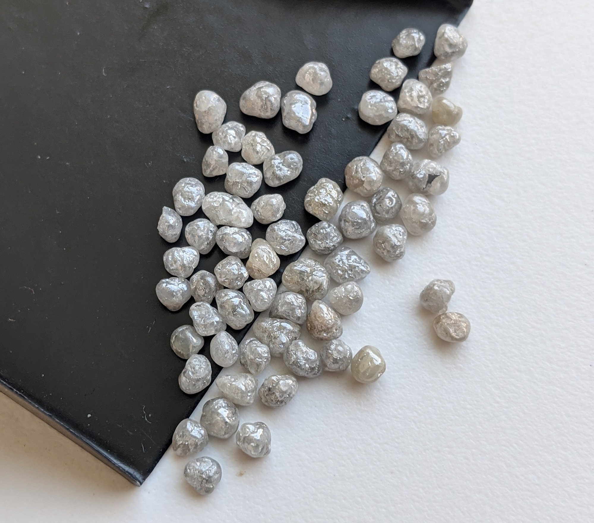3-4mm Raw Grey Diamond, Natural Grey River Diamond, Loose Luster Round Grey River Diamond for Jewelry (1CT To 2CT Options) - PPD827