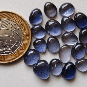 8-10mm Iolite Cabochons, Natural Plain Free Form Shape Iolite Flat Back Cabochons, 5 Pcs lolite Cabochons for Jewelry - PDG217 image 9